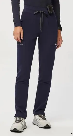 Figs navy blue yola high waisted skinny scrub pants with drawstring waist and pockets thumbnail 1