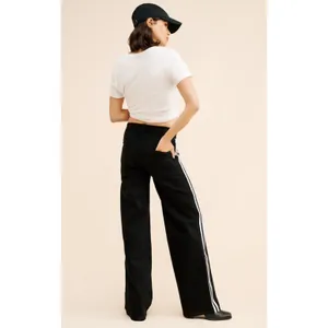 WARP + WEFT Maternity Black Striped Wide Leg Jeans Size 6 / 28 thumbnail 3