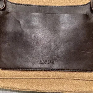 Womens Lauren By Ralph Lauren Vintage Leather Wool Messenger Bag thumbnail 2