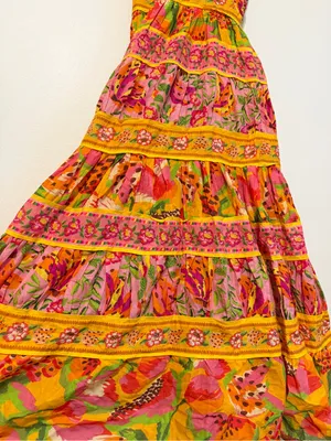 NEW Farm Rio Mixed Fruits Paradise Midi Dress Size XS NWOT Tropical Cotton thumbnail 6