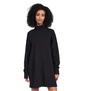 ATM Anthony Thomas Melillo Jersey Turtleneck Dress Black‎ Size Large Button Cuff thumbnail 2