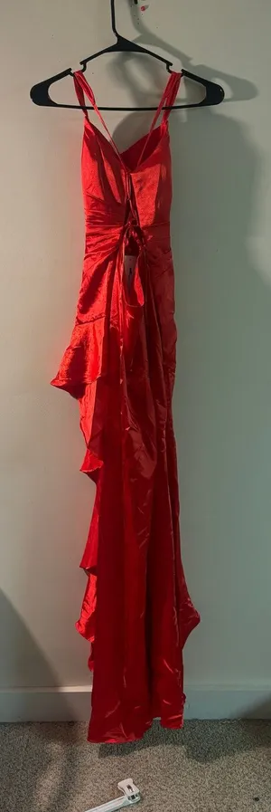 Wear Your Love Red Ruffle Gown – XS/S – Wedding Guest - Holiday Party Dress, Prom Dress, NWT, Lace-Up Back thumbnail 1