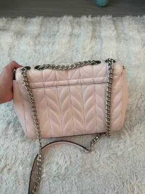 Kate Spade New York pink quilted crossbody bag with leaf-like stitching thumbnail 6