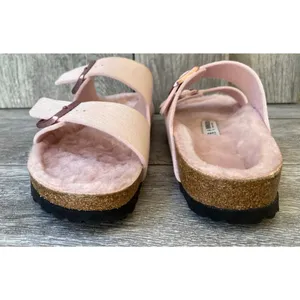 Birkenstock Arizona Shearling Sandals Desert Dust Light Rose Narrow Fit 42 thumbnail 4