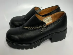 Double H chunky lug sole shoes black leather women's size‎ 6 vintage retro Y2K thumbnail 1