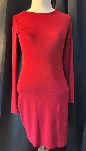 Lulus Red Long Sleeve Bodycon Mini Dress D11947HRL Size Small thumbnail 1