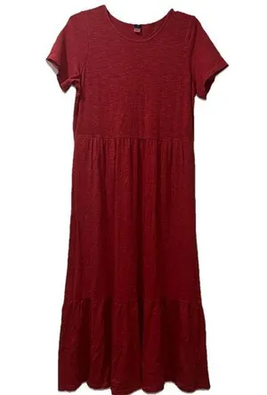 Old Navy Short Sleeve Red Maxi Dress Women’s Medium thumbnail 1