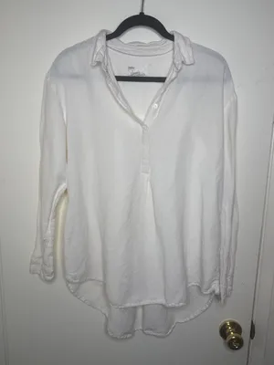 Anthropologie Sz M Linen Blend Fishermen Beach Sailor Vibe Classic Longsleeve thumbnail 1