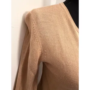 Vintage City Silk Knitwear Long Sleeve Crew Neck Top Camel Tan Luxury Minimalist thumbnail 3