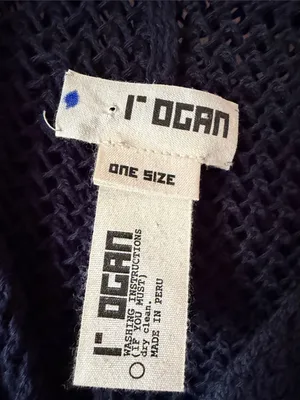 L’ogan Navy Blue Open Knit Oversized Poncho Sweater V Neck. Size One Size thumbnail 6