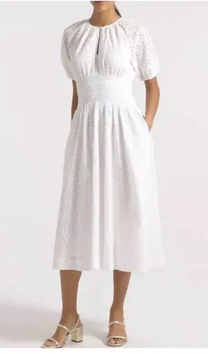 J. CREW Provence Smocked-Waist Midi Dress in Eyelet XS thumbnail 2