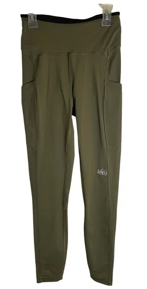 REI Co Op Olive Green Drawstring Waist Leggings With Stash Pockets Size Small thumbnail 1
