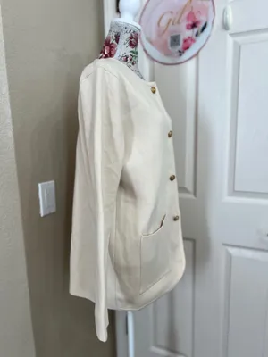 Anrabess cream button front Cardigan size L Tan Size L thumbnail 2