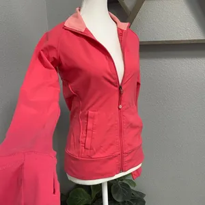 Tuff Athletics Pink Zip Up Jacket Thumb Hole Long Sleeve Emergency Hair Tie thumbnail 2