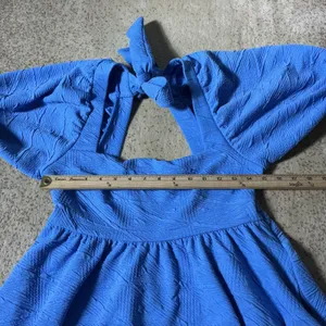 Free People Cottagecore Textured Puff Sleeve‎ Tie Back Mini Dress OB1140618 S thumbnail 3
