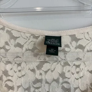 Wild Fable Dress Mini Ruffle Lace Overlay Long Sleeve V Neck‎ Ivory XS thumbnail 3