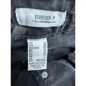 Forever‎ 21 Womens Black Denim Flare Jeans Size 28 Button Fly Festival Fringe thumbnail 6
