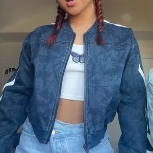Guess Cropped Navy Blue Jacket thumbnail 1