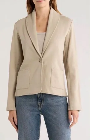 James Perse Shawl Collar Blazer Wmn 4 Taupe Minimalist French Terry‎ Casual Luxe thumbnail 1