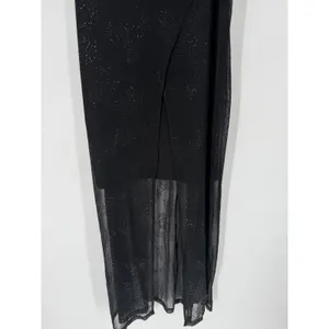 Next Up Maxi Dress Womens XL Black Mesh Glitter Floral Slit‎ Y2K Whimsigoth Goth thumbnail 11
