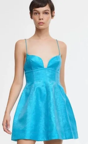 NWT ACLER MORNINGTON Blue MINI DRESS. Size 2 thumbnail 1