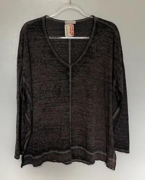 Free People Movement Long Sleeved Burnout Tee Shirt Side Split New Medium thumbnail 1