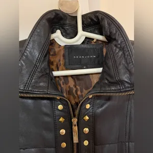 Biker Stud Quilted Leather Jacket thumbnail 4