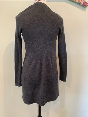 LOFT Women’s XXS Petite Charcoal Gray Longline Button Up V-Neck Cardigan Sweater thumbnail 5