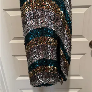 City Studio Sequin Midi Dress‎ Size 0 NWT Green Gold Silver Sparkle Party Glam thumbnail 5