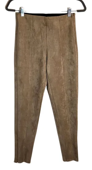 Zara Brown Faux Suede Skinny Ankle Pants Size Medium thumbnail 1