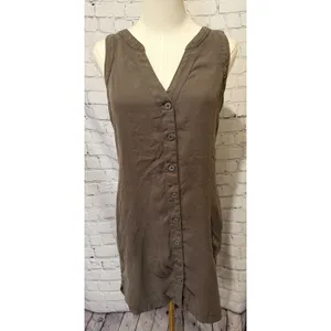 Prana Dress Womens Small Brown Mini Sleeveless Button Pocket Boho Travel thumbnail 2