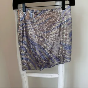 Revolve More To Come Ava Sequin Mini Skirt in Blue Multi Color SZ S thumbnail 4
