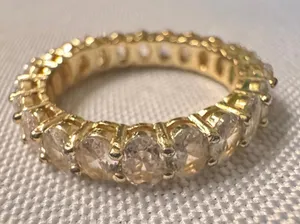 Gold Crystal Eternity Band Ring - Clear Stones thumbnail 1