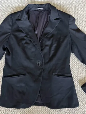 Express Blazer One Button Jacket Women’s Size 6 Black Stretch Regular Fit Office thumbnail 1