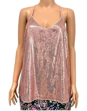 Grace Karin large sequin front spaghetti strap top shell blouse TS 3577 thumbnail 1
