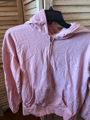 Time and Tru Blush Pink Full-Zip Hooded Sweatshirt Medium thumbnail 1