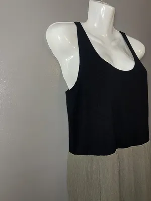 Lou & Grey Dress Womens Medium Black Olive Colorblock Maxi Sleeveless Tank thumbnail 4