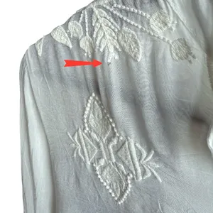 Johnny Was‎ White Embroidered Long Sleeve Sheer Blouse Sz M thumbnail 13