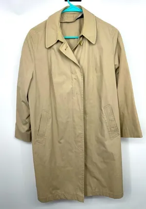London fog trench coat size 12P tan with minor flaw small mark on‎ front thumbnail 1