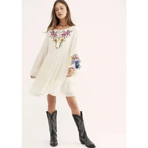 Free People XS Spell on You Dress Floral Embroidered Oversized Boho‎ Festival thumbnail 2