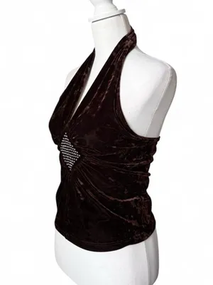 Poetry Y2K Brown Velvet Halter Top thumbnail 5