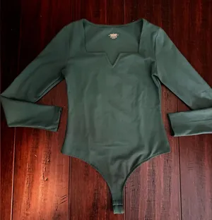 Forest Green Long Sleeve Bodysuit thumbnail 1