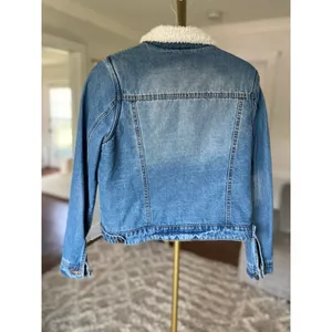 Joujou Sherpa Lined Denim Jacket Blue Jean Vintage Streetwear Winter Autumn Boho thumbnail 3