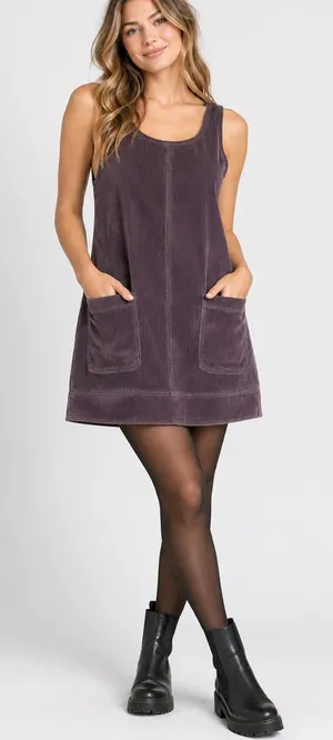 Purple Corduroy Pinafore Dress thumbnail 1