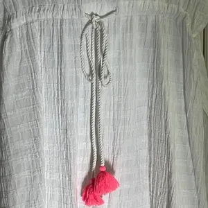 aerie White Striped Oversized Drawstring Beach/Pool V-Neck Coverup w/ Slits-XS-S thumbnail 6