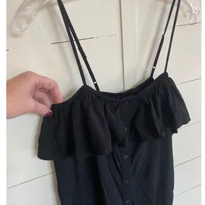 Gap Button Front Ruffle Cami True Black‎ Sleeveless Midi Dress No Belt - S NWT thumbnail 6