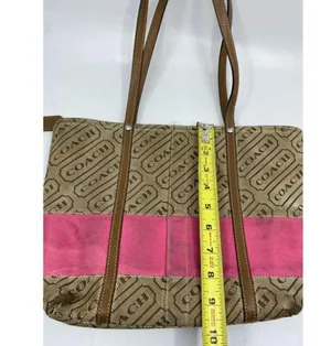 COACH Large Tan Brown Pink Tote Bag Msrp $350 thumbnail 5