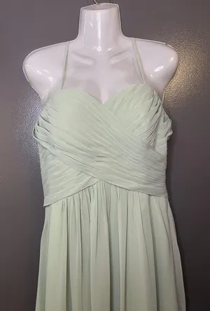 Azazie Dress Womens A8 Green Chiffon Sweetheart Spaghetti Strap Maxi Formal thumbnail 1
