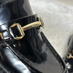 Madden Girl Ambrosee Black Loafers with Gold Accents thumbnail 9