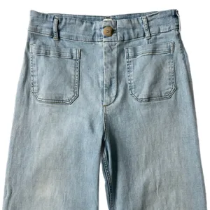 Maeve Anthropologie The Colette Crop Wide Leg High Rise Jeans Light Wash Size 31 thumbnail 3